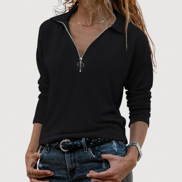 MAUREEN – ZIP COLLAR TOP