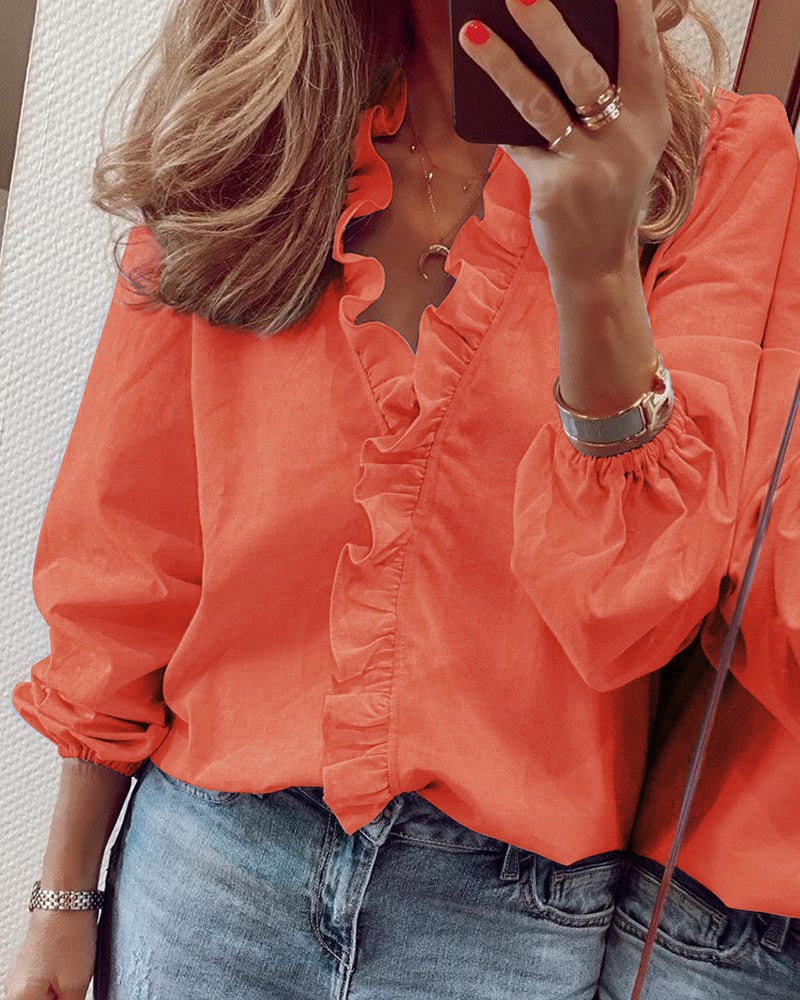 Marceau Dublin | Solid Color Puff Sleeve Blouse