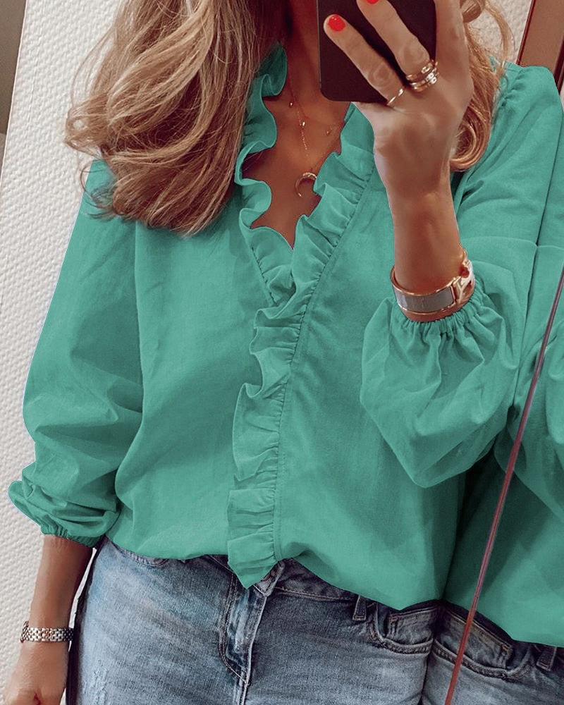 Marceau Dublin | Solid Color Puff Sleeve Blouse