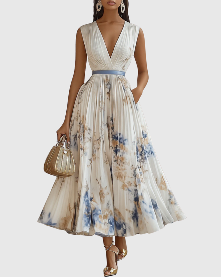Maxi Dress with V Neck and Waistband