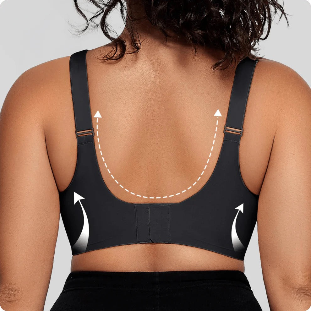 Wireless V-Neck Crossover Mesh Support Bra