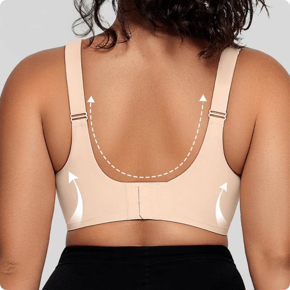 Wireless V-Neck Crossover Mesh Support Bra