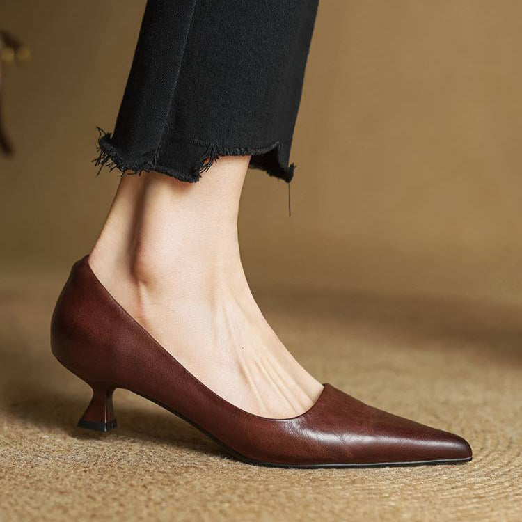 IRENE | POINTED TOE LEATHER PUMPS