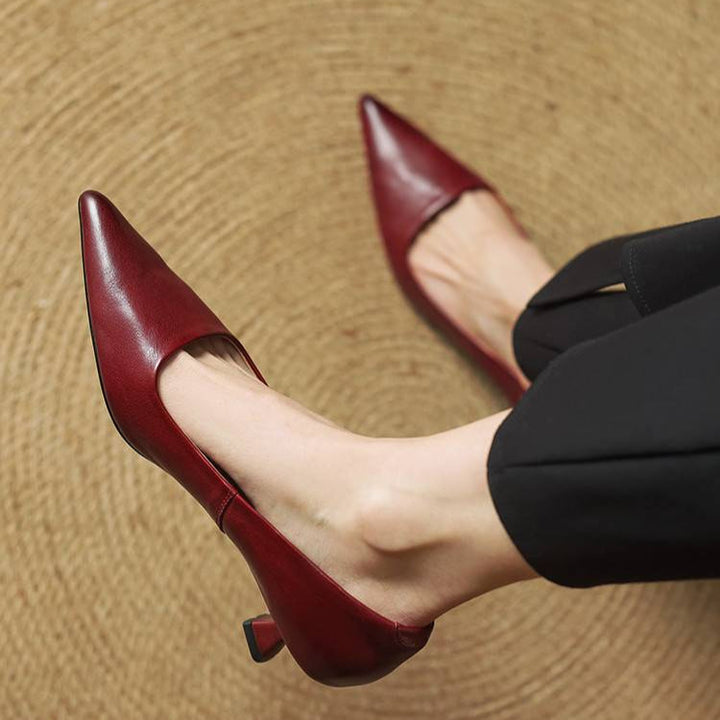 IRENE | POINTED TOE LEATHER PUMPS