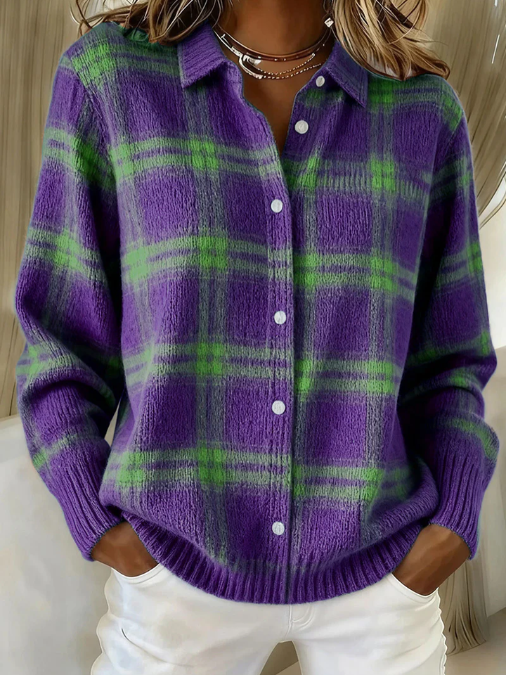 Thalia | Checked Knit Cardigan