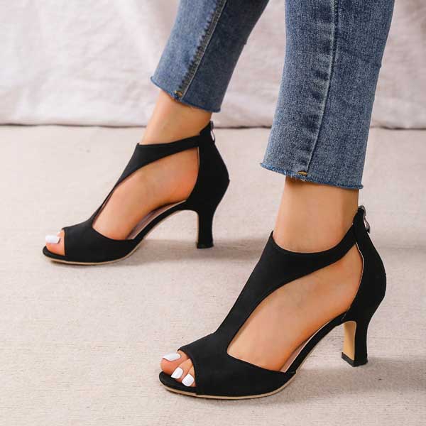 CLARISSE | CUTOUT PEEP TOE HEELS