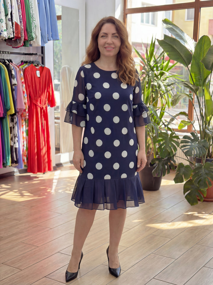 Palerine | Pleated Polka Dot Dress