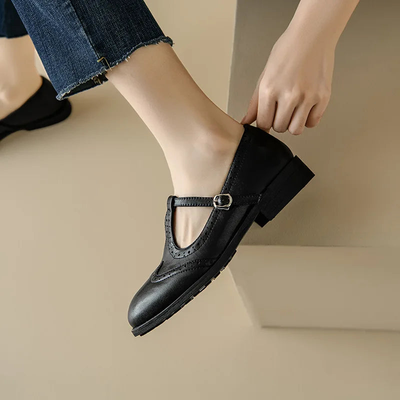 Miana - Polished T-Strap Mary Janes