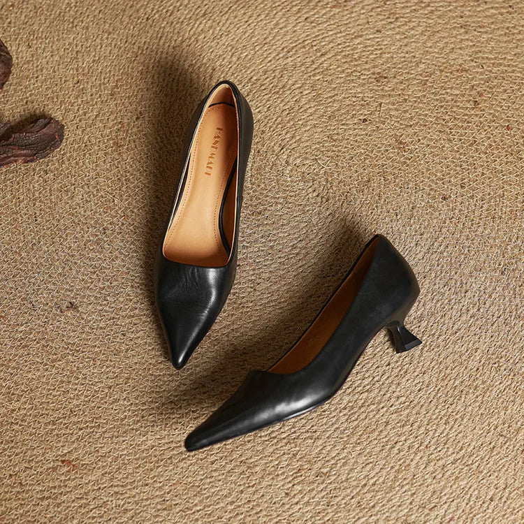 IRENE | POINTED TOE LEATHER PUMPS