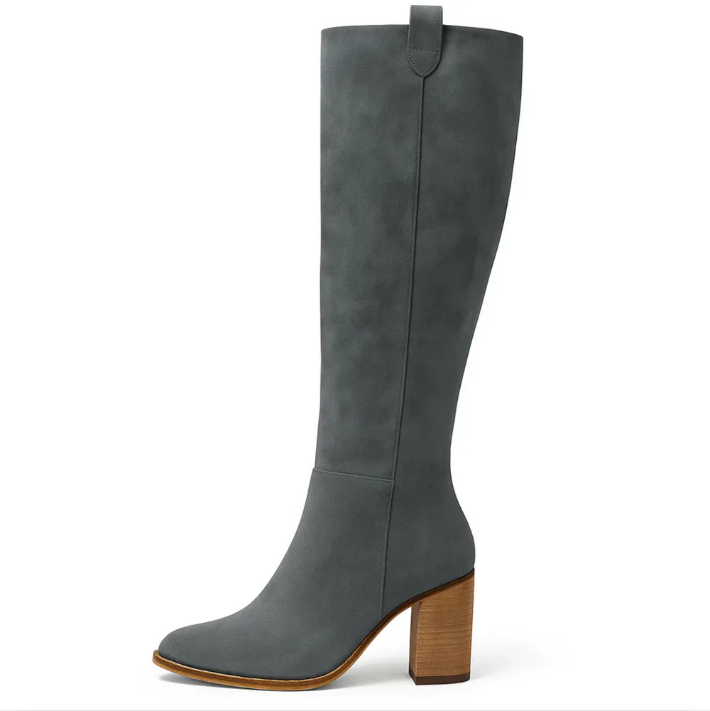 SUEVIRA™ | SUEDE BLOCK HEEL BOOTS