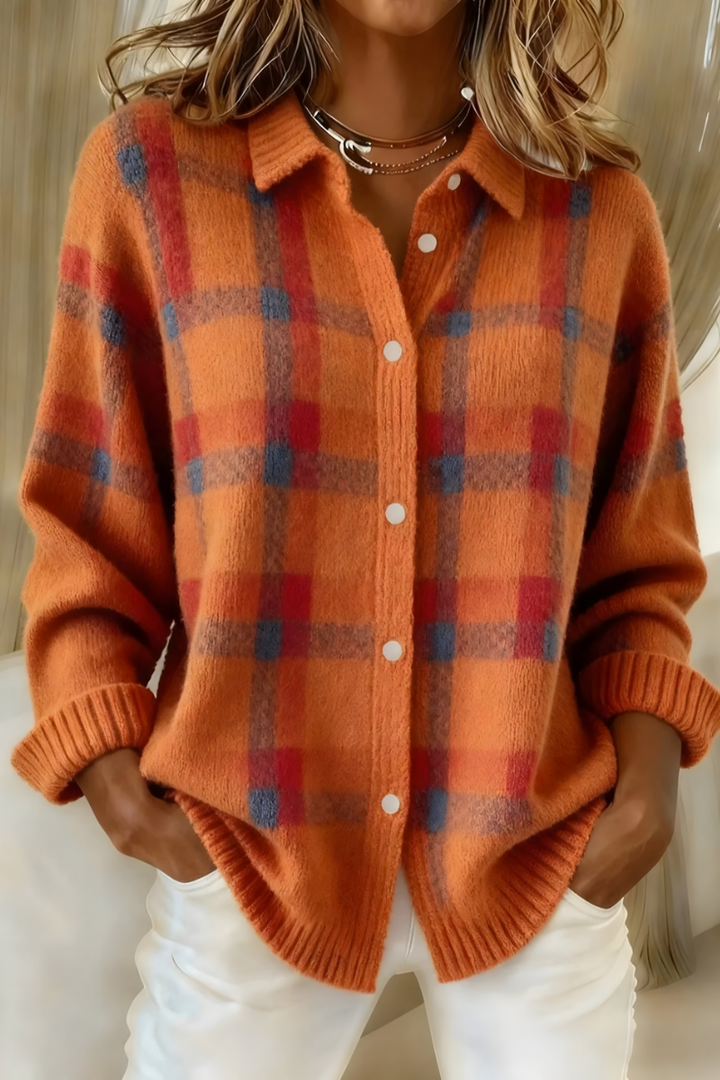 Thalia | Checked Knit Cardigan