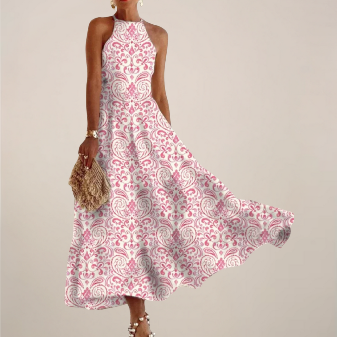 Printed Halter Neck Maxi Dress