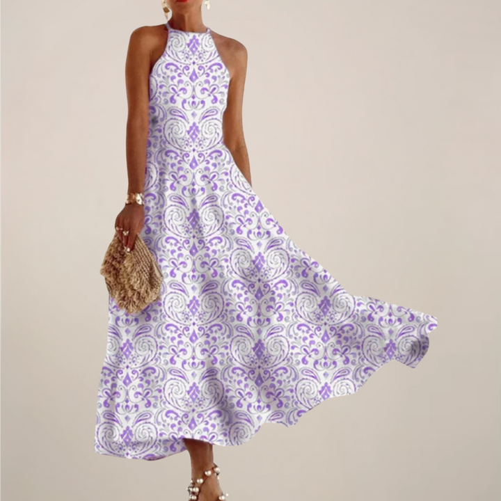 Printed Halter Neck Maxi Dress