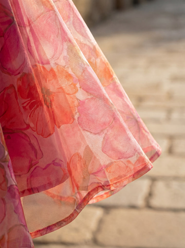 Rosalind™ | Floral Organza Midi Dress
